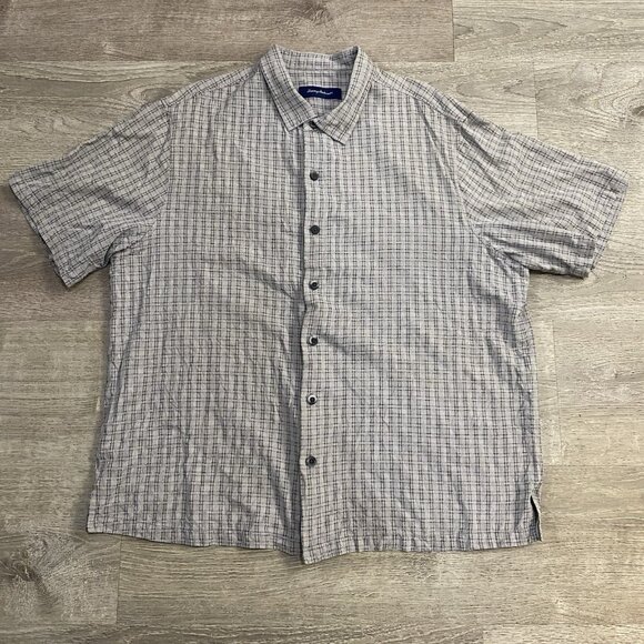Tommy Bahama 100% Silk Men's 2XB Grey Button Down Shirt Beach - Picture 1 of 5